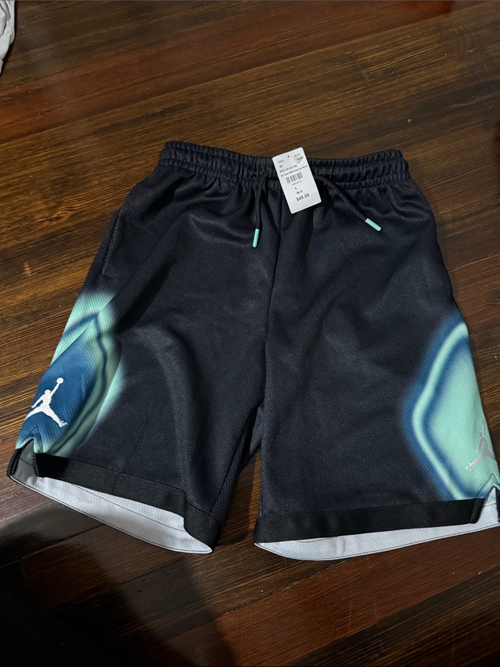 Jordan Black Shorts with Teal Gradient Accents
